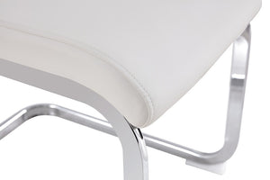English Elm Modern High Back Faux Leather Dining Chairs Set of 4 with Chrome C Tube Legs White PU Leather W2827P427963