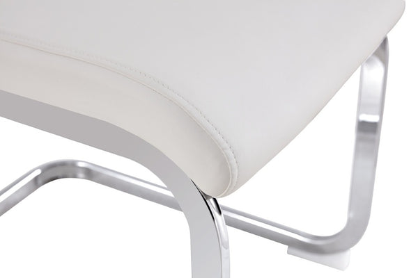 English Elm Modern High Back Faux Leather Dining Chairs Set of 4 with Chrome C Tube Legs White PU Leather W2827P427963
