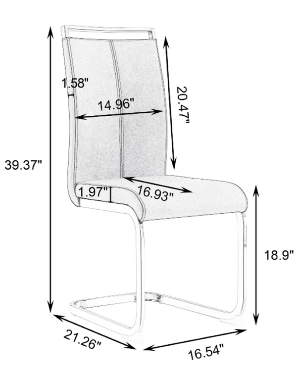 English Elm Modern High Back Faux Leather Dining Chairs Set of 4 with Chrome C Tube Legs White PU Leather W2827P427963