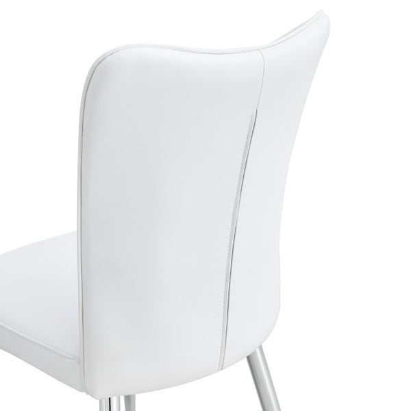 English Elm Modern White PU Leather Dining Chairs Set of Four with Silver Powder Coated Metal Legs W2827P431504