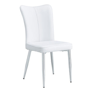 English Elm Modern White PU Leather Dining Chairs Set of Four with Silver Powder Coated Metal Legs W2827P431504