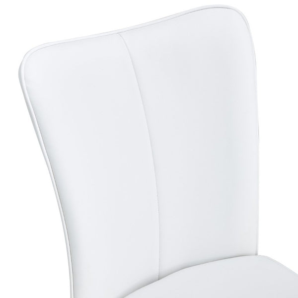 English Elm Modern White PU Leather Dining Chairs Set of Four with Silver Powder Coated Metal Legs W2827P431504
