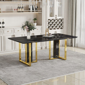 English Elm X-Yq-F-1297-200100-Bkg Matte Black Geometric Dining Table for Office Gaming Or W2827S00014