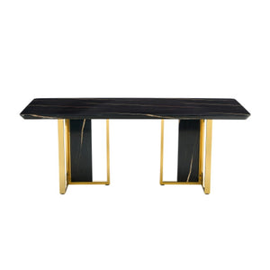 English Elm X-Yq-F-1297-200100-Bkg Matte Black Geometric Dining Table for Office Gaming Or W2827S00014
