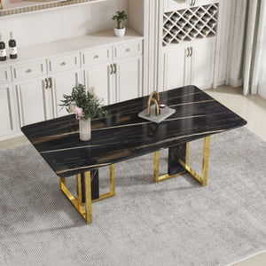 English Elm X-Yq-F-1297-200100-Bkg Matte Black Geometric Dining Table for Office Gaming Or W2827S00014