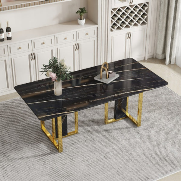 English Elm X-Yq-F-1297-200100-Bkg Matte Black Geometric Dining Table for Office Gaming Or W2827S00014