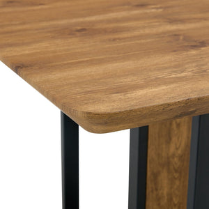 English Elm Modern Industrial Dining Table with Wood Grain Top and Black Metal Frame Seats Six W2827S00015
