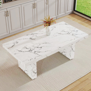 English Elm X-Dt-Ii-200100-Wh-1 Minimalist White MDF Dining Table Seats Six for Modern Rooms W2827S00023