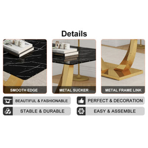English Elm Modern Rectangular Dining Table Seats Eight with Graphic Top and Polished Gold Legs W2827S00033