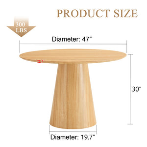 English Elm Modern Round Mdf Dining Table with Wood Grain Top for Kitchen Living or Home Office W2827S00035
