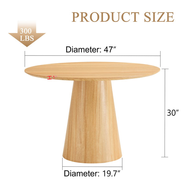 English Elm Modern Round Mdf Dining Table with Wood Grain Top for Kitchen Living or Home Office W2827S00035