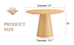 English Elm Modern Round Mdf Dining Table with Wood Grain Top for Kitchen Living or Home Office W2827S00035