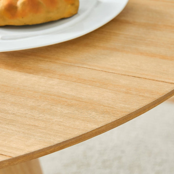 English Elm Modern Round Mdf Dining Table with Wood Grain Top Seats Four for Kitchen or Apartment W2827S00037