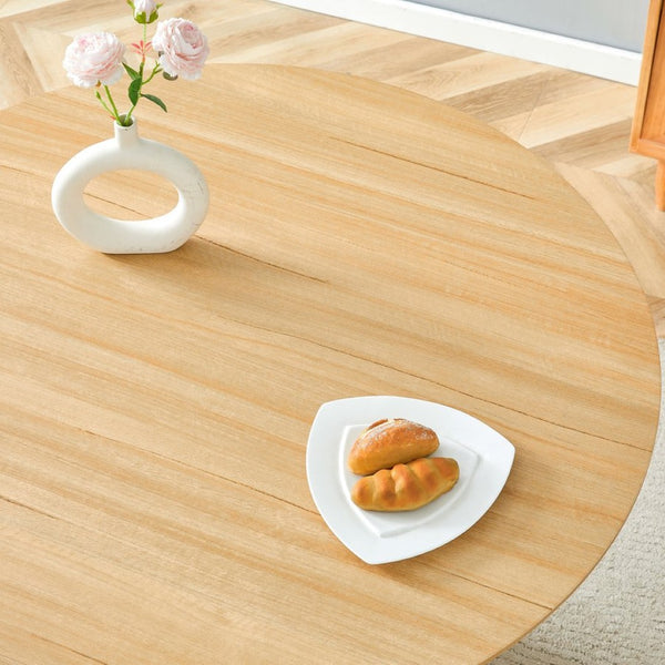 English Elm Modern Round Mdf Dining Table with Wood Grain Top Seats Four for Kitchen or Apartment W2827S00037