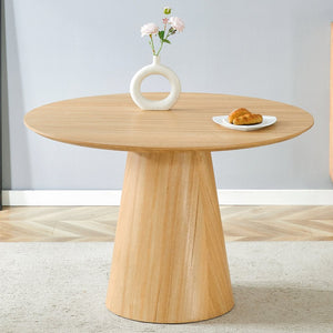 English Elm Modern Round Mdf Dining Table with Wood Grain Top Seats Four for Kitchen or Apartment W2827S00037