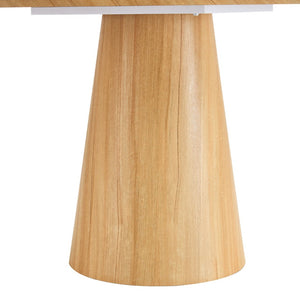 English Elm Modern Round Mdf Dining Table with Wood Grain Top Seats Four for Kitchen or Apartment W2827S00037