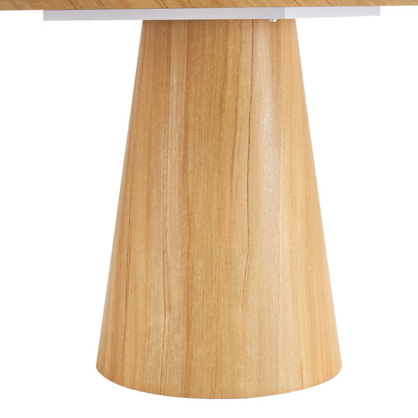 English Elm Modern Round Mdf Dining Table with Wood Grain Top Seats Four for Kitchen or Apartment W2827S00037