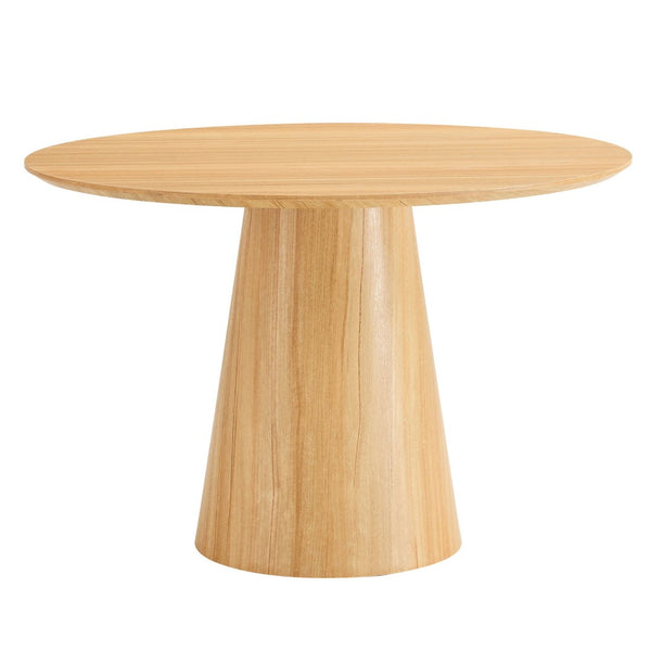 English Elm Modern Round Mdf Dining Table with Wood Grain Top Seats Four for Kitchen or Apartment W2827S00037