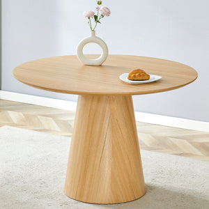 English Elm Modern Round Mdf Dining Table with Wood Grain Top Seats Four for Kitchen or Apartment W2827S00037