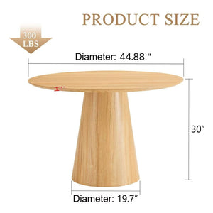 English Elm Modern Round Mdf Dining Table with Wood Grain Top Seats Four for Kitchen or Apartment W2827S00037