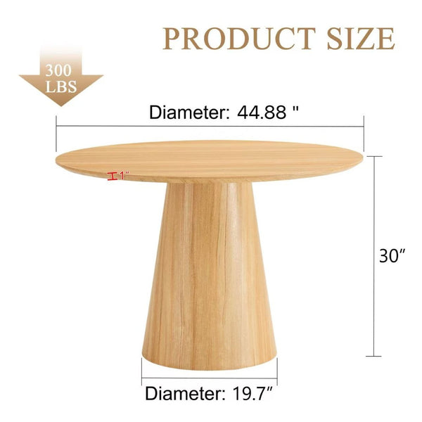English Elm Modern Round Mdf Dining Table with Wood Grain Top Seats Four for Kitchen or Apartment W2827S00037