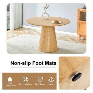 English Elm Modern Round Mdf Dining Table with Wood Grain Top Seats Four for Kitchen or Apartment W2827S00037