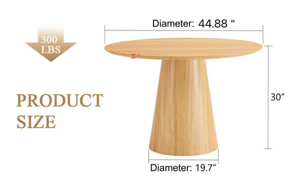 English Elm Modern Round Mdf Dining Table with Wood Grain Top Seats Four for Kitchen or Apartment W2827S00037