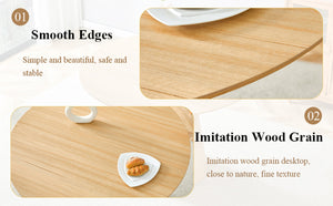 English Elm Modern Round Mdf Dining Table with Wood Grain Top Seats Four for Kitchen or Apartment W2827S00037