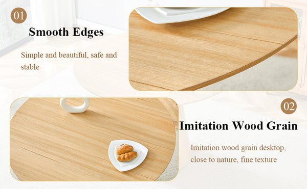 English Elm Modern Round Mdf Dining Table with Wood Grain Top Seats Four for Kitchen or Apartment W2827S00037