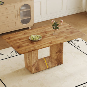 English Elm This Wood Grain Mdf Rectangular Dining Table Seats Six with a Warm Contemporary Finish W2827S00040