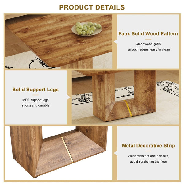 English Elm This Wood Grain Mdf Rectangular Dining Table Seats Six with a Warm Contemporary Finish W2827S00040