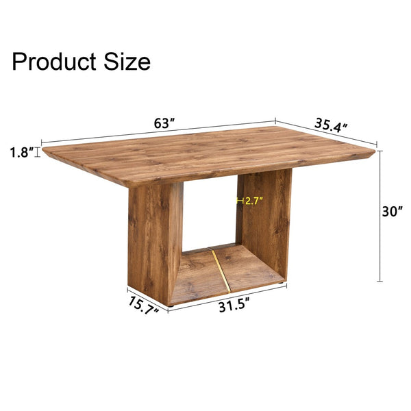 English Elm This Wood Grain Mdf Rectangular Dining Table Seats Six with a Warm Contemporary Finish W2827S00040