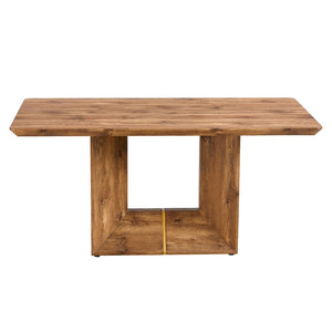 English Elm This Wood Grain Mdf Rectangular Dining Table Seats Six with a Warm Contemporary Finish W2827S00040