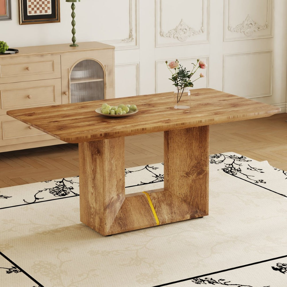 English Elm This Wood Grain Mdf Rectangular Dining Table Seats Six with a Warm Contemporary Finish W2827S00040