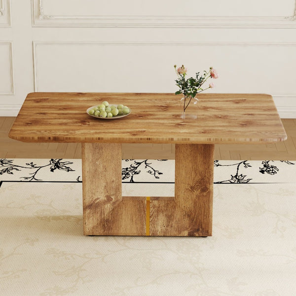 English Elm This Wood Grain Mdf Rectangular Dining Table Seats Six with a Warm Contemporary Finish W2827S00040