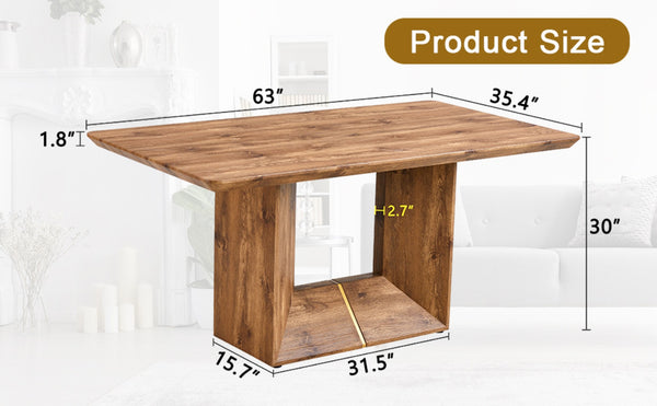 English Elm This Wood Grain Mdf Rectangular Dining Table Seats Six with a Warm Contemporary Finish W2827S00040