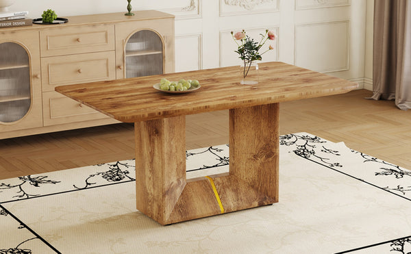 English Elm This Wood Grain Mdf Rectangular Dining Table Seats Six with a Warm Contemporary Finish W2827S00040