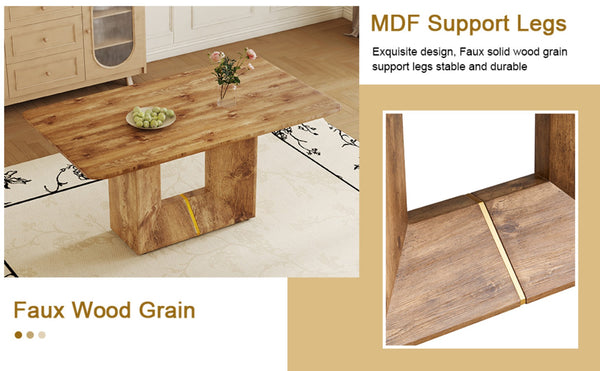 English Elm This Wood Grain Mdf Rectangular Dining Table Seats Six with a Warm Contemporary Finish W2827S00040