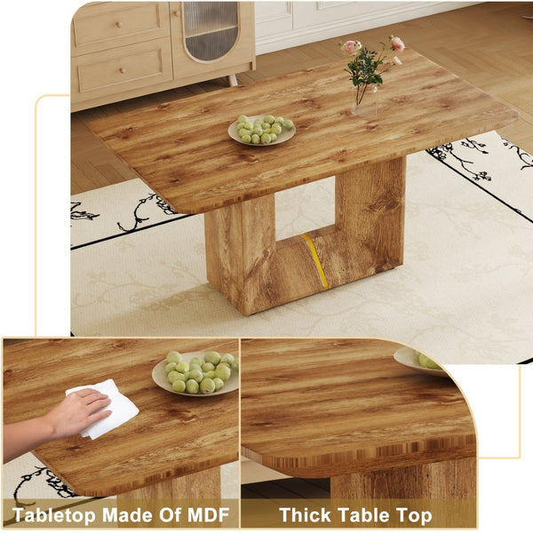 English Elm This Wood Grain Mdf Rectangular Dining Table Seats Six with a Warm Contemporary Finish W2827S00040
