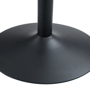 English Elm 40" Round Tempered Glass Dining Table with Matte Black Iron Base Seats Four W2827S00041