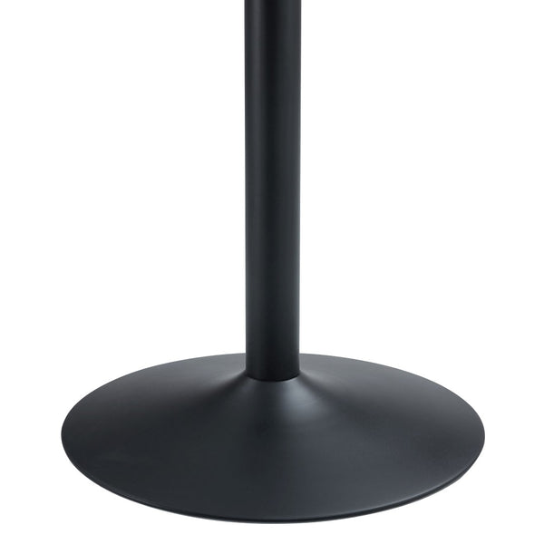 English Elm 40" Round Tempered Glass Dining Table with Matte Black Iron Base Seats Four W2827S00041