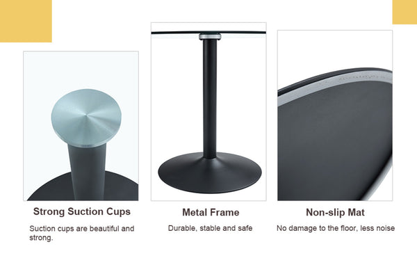English Elm 40" Round Tempered Glass Dining Table with Matte Black Iron Base Seats Four W2827S00041