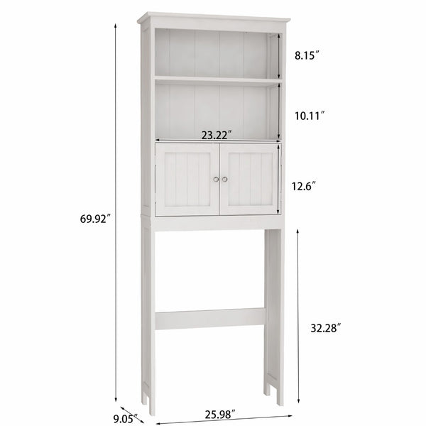 English Elm Over Toilet Freestanding Cabinet White Mdf Bathroom Organizer with Two Enclosed Doors W282P423742