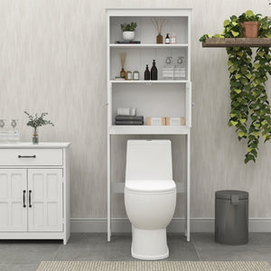English Elm Over Toilet Freestanding Cabinet White Mdf Bathroom Organizer with Two Enclosed Doors W282P423742