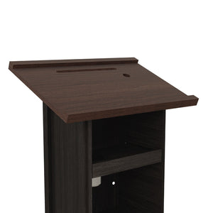 English Elm Wood Grain Lectern Podium 44 Inch Tall with Mic Slot Sliding Shelf for Church Seminar W282P430658