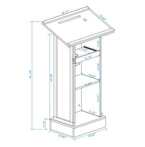 English Elm Wood Grain Lectern Podium 44 Inch Tall with Mic Slot Sliding Shelf for Church Seminar W282P430658
