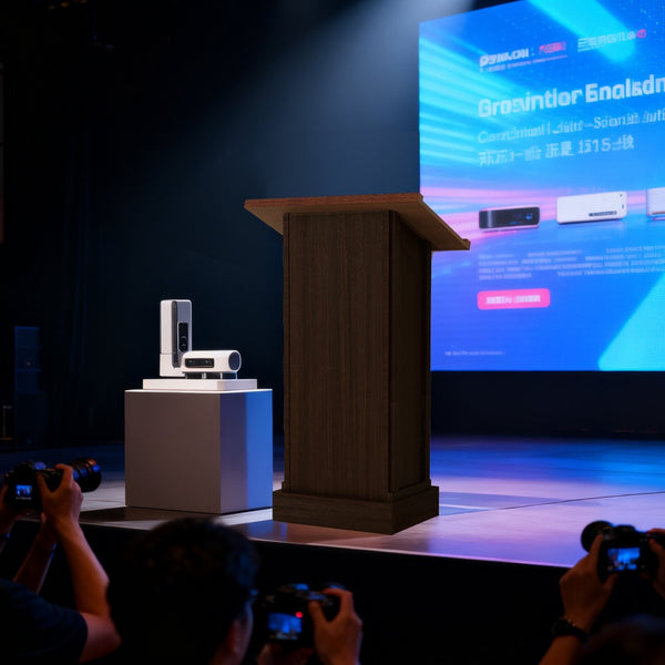 English Elm Wood Grain Lectern Podium 44 Inch Tall with Mic Slot Sliding Shelf for Church Seminar W282P430658