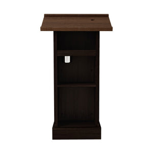 English Elm Wood Grain Lectern Podium 44 Inch Tall with Mic Slot Sliding Shelf for Church Seminar W282P430658