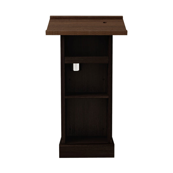 English Elm Wood Grain Lectern Podium 44 Inch Tall with Mic Slot Sliding Shelf for Church Seminar W282P430658