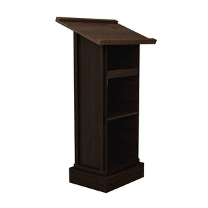English Elm Wood Grain Lectern Podium 44 Inch Tall with Mic Slot Sliding Shelf for Church Seminar W282P430658
